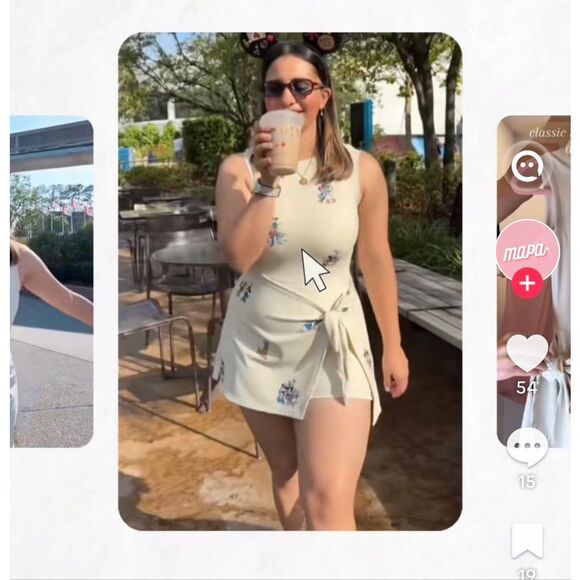 Disney Classic Friends cream wrap tennis dress high neck sleeveless mini built i - Picture 2 of 7